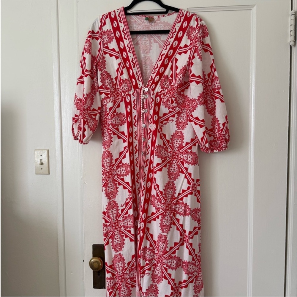 Farm Rio Red and White Patterned Dress size Small